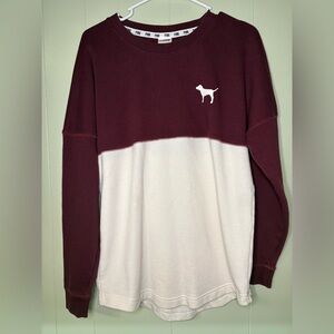 Pink Victoria’s Secret Maroon and White Long Sleeve Sweatshirt
